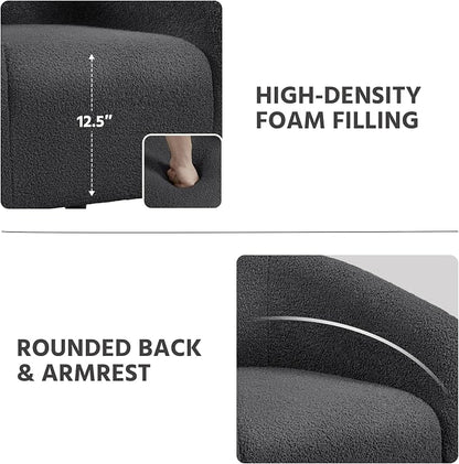 Topeakmart Barrel Chair, Soft Sherpa Accent Chair Side Chair Club Chair Modern Style Deep Seating Barrel Armchair for Living Room Furniture Reading Room Bedroom, Set of 2, Dark Gray