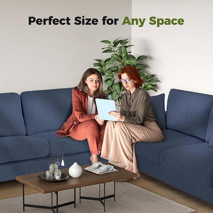 Kidirect 70in L Shaped Couch, Modular Sofa No Tool Assembly, Comfy Sectional Couches for Living Room 21in Deeper Seats, Corduroy Sofas for Living Room with 2 Pillows, Loveseat Sofa Set, Blue Couch