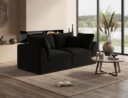 ohllob 78.9" Loveseat Sofa, Cloud Boneless Couches for Living Room, Modern Modular Sectional Sofa, Oversized, Black