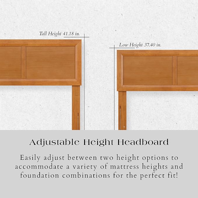AFI, Sophia Adjustable Modern Full Wood Headboard, Light Toffee