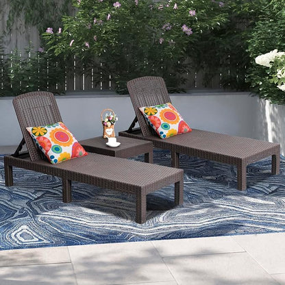 DIMAR GARDEN Outdoor Chaise Lounge,Resin Pool Lounge Chair Waterproof Recliner Beach Chairs, Mocha