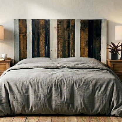 Barn Walls King Headboard - All Terrain Mix Multi-Tonal Solid Wood Panels | Wall Mount, Adjustable Height, Made in America