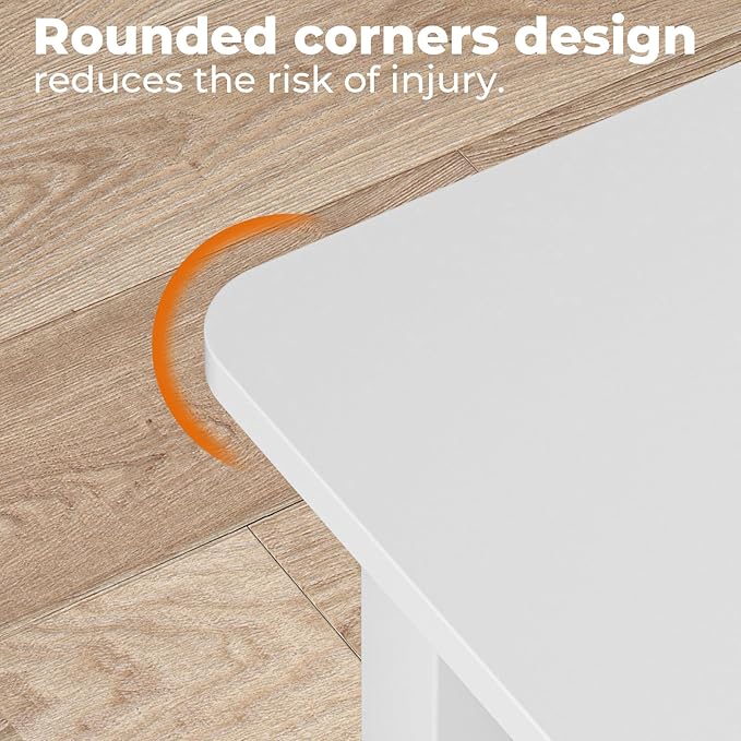 GreenForest Coffee Table for Living Room with Round Corners | Modern Style Center Table with Storage Shelf,39 Inch X-Frame Sofa Table,Space Saving,Easy Assembly,Full Wh