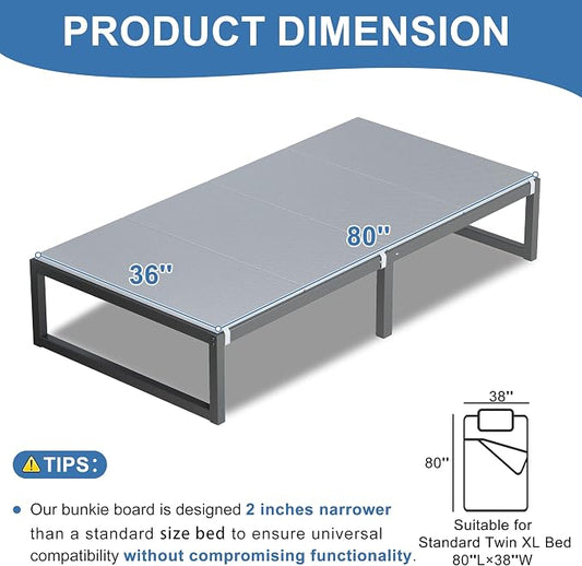 Lutown-Teen Bunkie Board Twin XL Under Mattress High-Density Polymer Bunkie Board Twin XL Size Anti-Sag, Breathable, Moisture Resistant, Noise Minimizing, Gray
