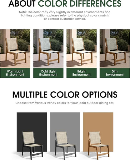 Patio Stackable Chair, HDPE Armless Outdoor Dining Chairs with Wide Seat, All-Weather Textilene Oversized Porch Chair for Garden, Poolside, Backyard, Deck | Teak
