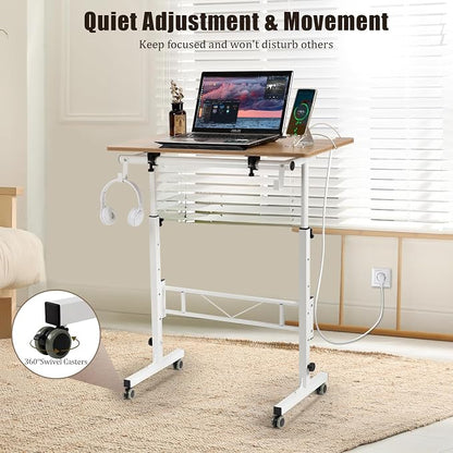SIDUCAL Standing Desk Height Adjustable with Tiltable Tabletop, Vintage Oak