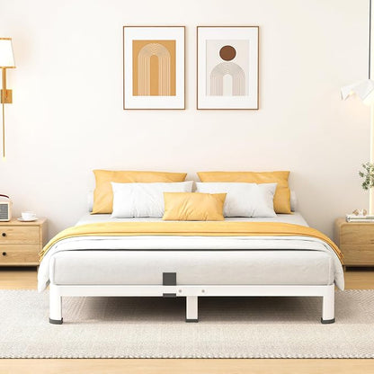 Superay 10 Inch King Size Metal Platform Bed Frame with Round Corners, Storage Space Under High Bed Frame-Heavy Duty Steel Slats Support, Noise Free - Easy Assembly - No Box Spring Needed, White