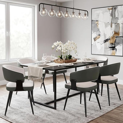 Dining Chairs Set of 6, Modern Upholstered Kitchen & Dining Room Chairs with Breathable Woven Fabric, Easy to Assemble & Clean for Dining Room, Restaurant, Cafe