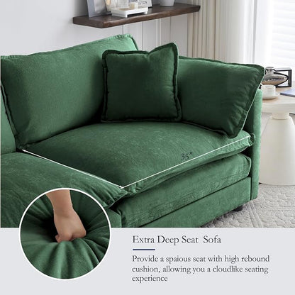 GNIXUU 111.5“ Oversized Modular Sectional Sofa, Comfy Cloud Couch for Living Room, Modern Chenille Large Deep Seat U Shaped Couch with Reversible Chaise & Cushions(5 Seater,Green)