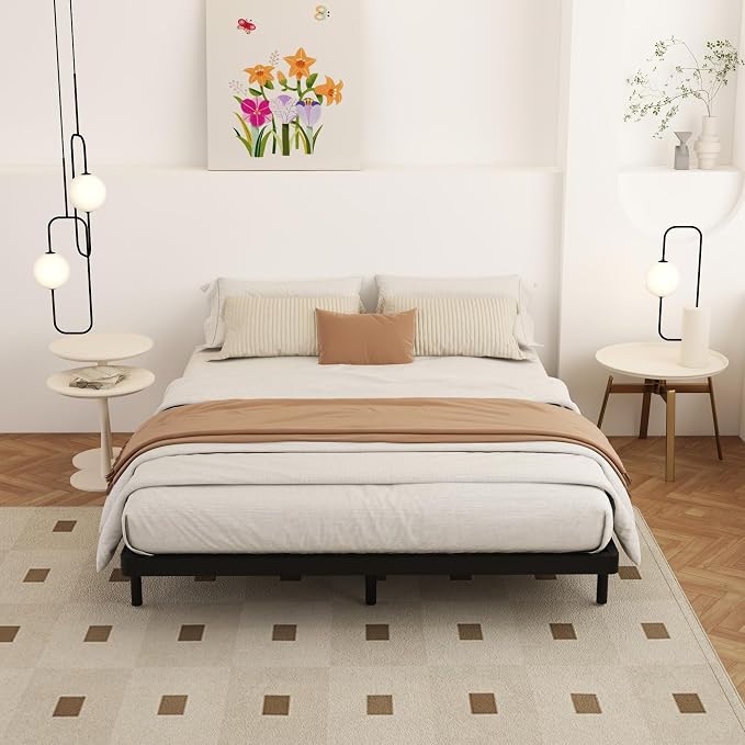 Maenizi King Size Box Spring 2 Inch Low Profile, Heavy Duty Metal Box Spring Bed Base Bunkie Board, Mattress Foundation, Easy Assembly, Noise Free, Black