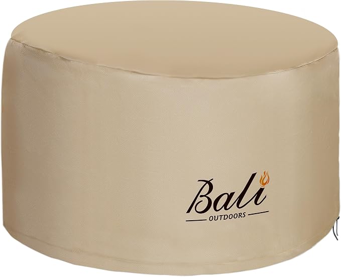 BALI OUTDOORS Round Fire Pit Covers Waterproof and Weather Resistant PVC Material, 33.07"D 18.50"H, Brown
