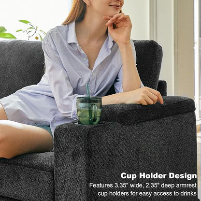 Belffin Small Corner Modular Sectional Couches for Living Room U Shaped Couch with Cup Holder Dark Grey Couch