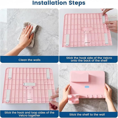 Floating Shelves for Bedside Shelf Accessories Organizer, Wall Mount Shelf Stick On, Cute Room Decor Aesthetic, Girls Room Decor, Cool Stuff for Bedroom Storage and Organization (Pink)