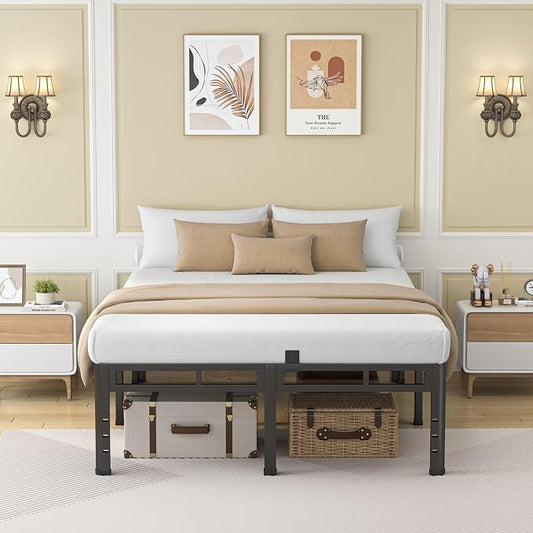 NKZ California King Size Bed Frame 24 Inch, Metal Bed Frame & Box Spring 2 in 1 Platform with Round Corner Legs, 4000Lbs Heavy Duty Tall Metal Frame, Headboard Hole, Noise-Free, Easy Assembly