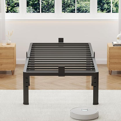 NKZ 12 Inch Twin Bed Frame, Sturdy Metal Platform with Round Corner Legs, 3,500 lbs Heavy Duty Steel Slat Support, Easy Assembly, Noise Free, No Box Spring Needed