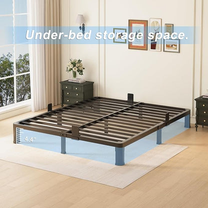 Yitong Angel 6 inch King Size Bed Frame with Round Corner Legs Mattress Slide Stopper,Low Profile Heavy Duty Metal Platform,Steel Slat Support,No Box Spring Needed,Easy Assembly,Noise Free