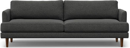 SIMPLIHOME Livingston 90-inch Wide Sofa in Charcoal Grey Woven-Blend Fabric, Handcrafted Mid-Century Modern Oversized 3-Seater Couch Sofa for Living Room or Family Room, Solid Wood Frame