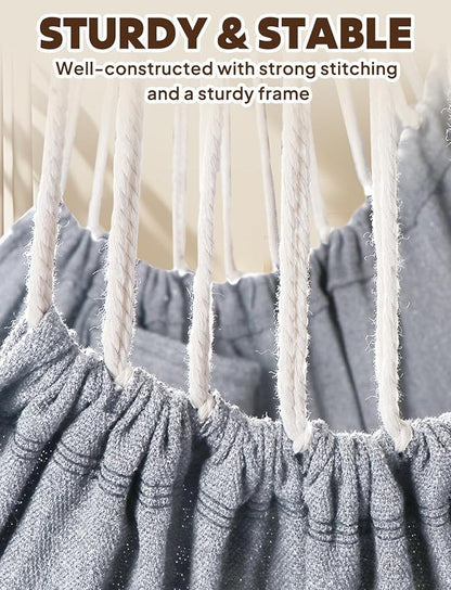 Chihee Hammock Chair Hanging Swing 2 Pillows Included,Strong Webbing Straps and Hooks for Easy Hanging Soft Cotton Hanging Chair Side Pocket Tassel Chair Comfort Indoor Outdoor Light Grey