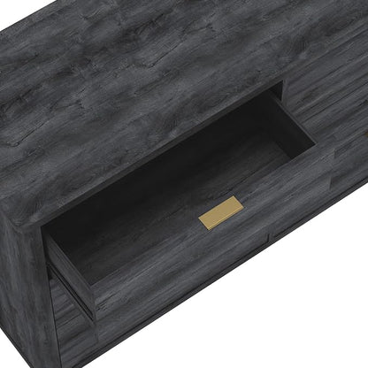 Manhattan Comfort Evelyn 60" Wide Modern Wood Dresser with 6 Drawers, Premium Storage Drawers with Rounded Edges and Brushed Gold Handles, Versatile Home Furniture, Charcoal Gray