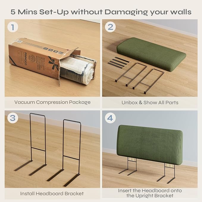 4.7" Upholstered Headboard for Full Size Bed, Height Adjustable and Ergonomic Headboard, Easy Assemble, Sturdy and Durable,Olive Green