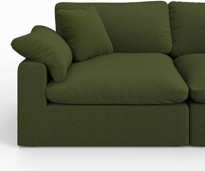 Cloud Sectional Corner Sofa,Left/Right Modular Sofa,Down Filled Convertible Couch,Covers Washable & Replaceable,Green
