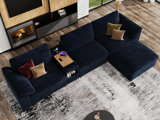 EASE MOOSE L Shape Sectional Sofa, Oversized Deep Seat Modular Sofa