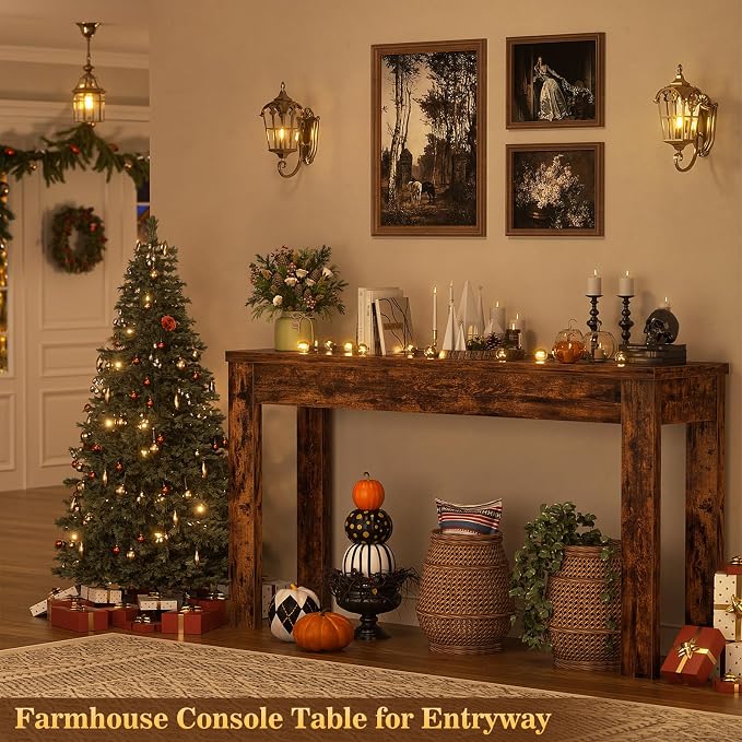 Armocity Console Table, 47" Farmhouse Wood Entryway Table, Sofa Tables Narrow Long Behind Couch, Entry Table for Entrance, Hallway, Living Room, Rustic Brown