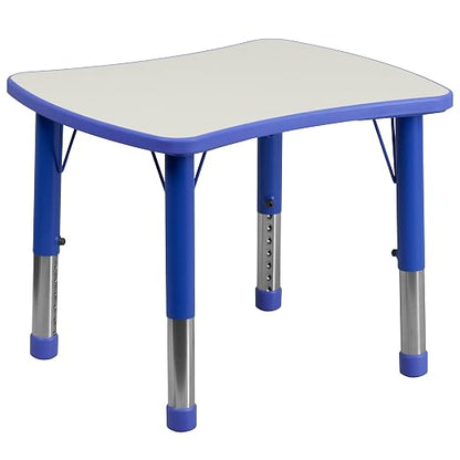 EMMA + OLIVER 21.875x26.625 Blue Plastic Height Adjustable Activity Table