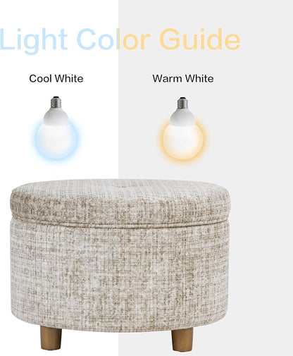 HomePop 24" Large Round Storage Ottoman - Cream Textural Woven