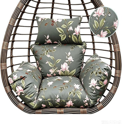 Patio Floral Hanging Egg Chair Pad Garden Outdoor Hanging Basket Chair Seat Cushion Replacement for Garden Patio Blue Pink