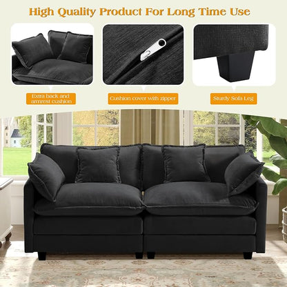 77.6" Modular Sectional Sofa,Loveseat Couch for Living Room, Modern Deep Seat Sofa 2 Seater Chenille Fabric Comfy Cloud Couches with Throw Pillows for Apartment,Small Spaces