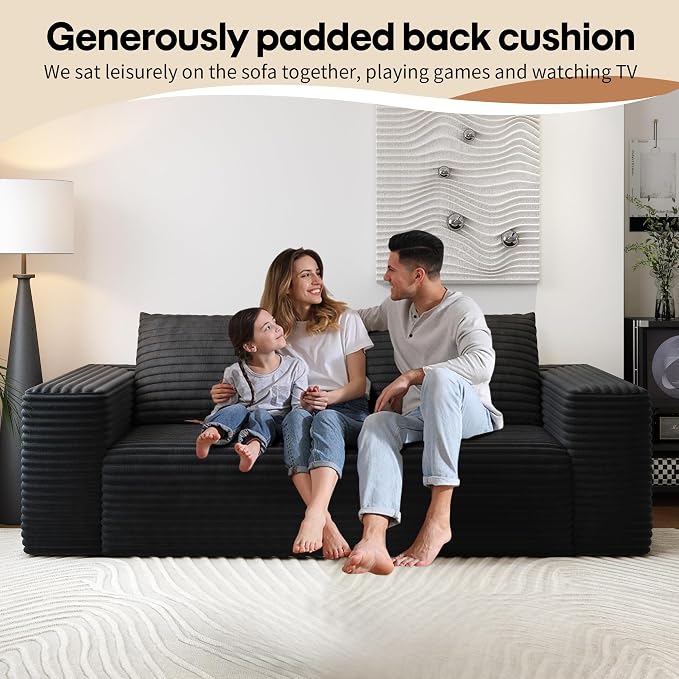 Settab 71" Loveseat Sofa,Modular Couch with Deep Seat Memory Foam,Comfy Small Cloud Couch for Small Spaces,No Assembly Sofa for Living Room Bedroom,Apartment,Black