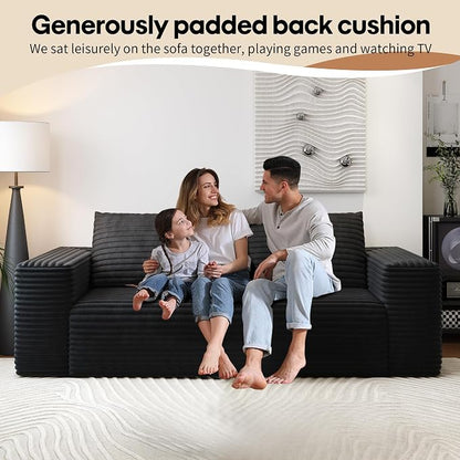 63" Loveseat Sofa,Modular Couch with Deep Seat Memory Foam,Comfy Small Cloud Couch for Small Spaces,No Assembly Required Sofa for Living Room Bedroom,Apartment,Black
