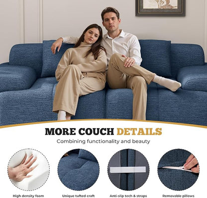 85" Cloud Loveseat Sofa in a Box, Modern Small Couch No Assembly Required, Comfy Deep Seat Boneless Couches for Living Room, Bedroom, Apartment, Blue 1 PCS