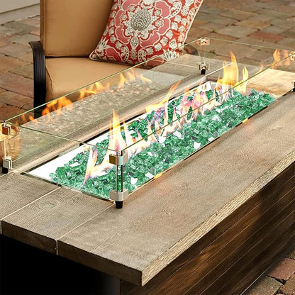 Onlyfire 10 lbs Fire Glass Rocks 1/4 Inch, Reflective Tempered Glass for Propane Fire Pit & Gas Fireplace, High Luster Firepit Glass Stones for Fire Table, Light Green (Multicolor Options Available)
