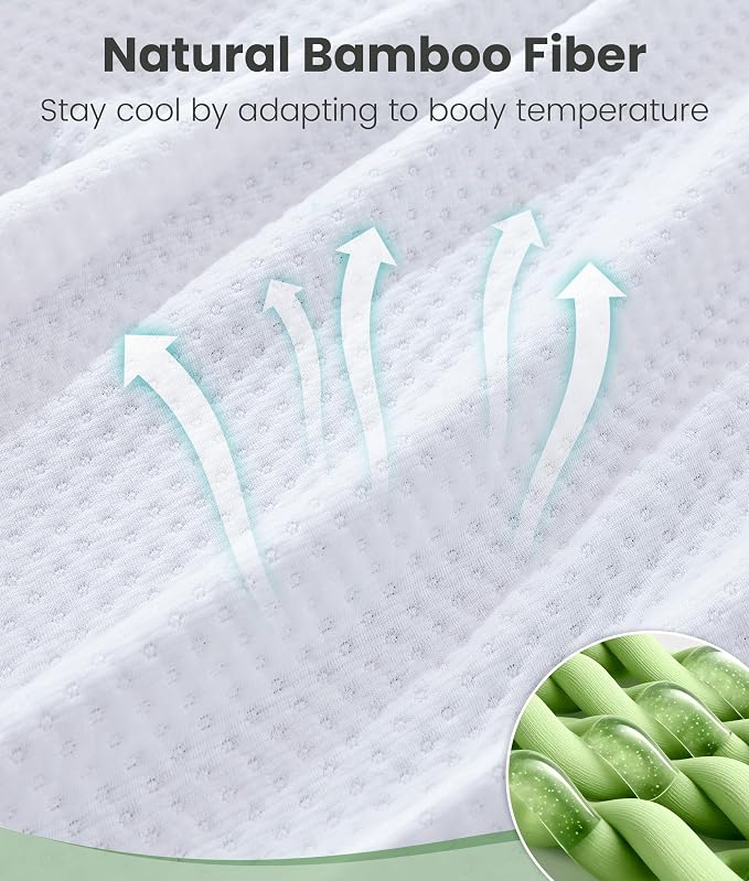 SINWEEK 2 Inch Memory Foam Mattress Topper Queen Size with Breathable Bamboo Cover, Pressure Relief Mattress Pad to Revitalize Old or Sagging Beds, Non-Slip and Machine Washable for Easy Care