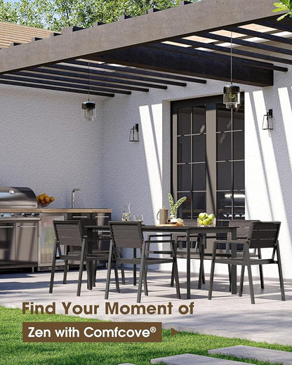 Outdoor Dining Set for 4, Aluminum Patio HDPS Outdooor Table and Chairs Set with Umbrella Hole, All Weather Patio Furniture Set, 5 Peice Patio Dining Table Set (Charcoal)