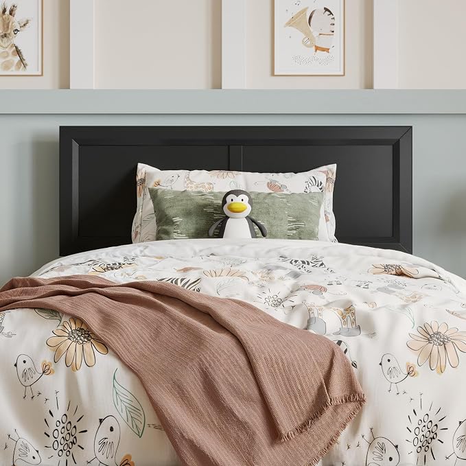 AFI, Sophia Adjustable Modern Twin Wood Headboard, Black