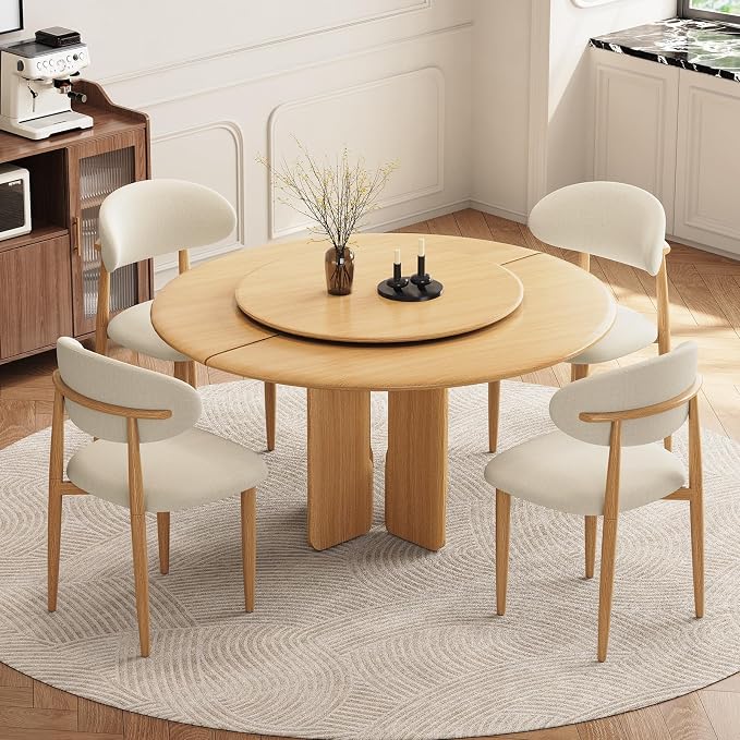 Dining Chairs Set of 2, Modern Fabric Upholstered Dining Room Chair MetalKitchen Chairs, Farmhouse Dinner Chair for Kitchen Dining Room, Beige