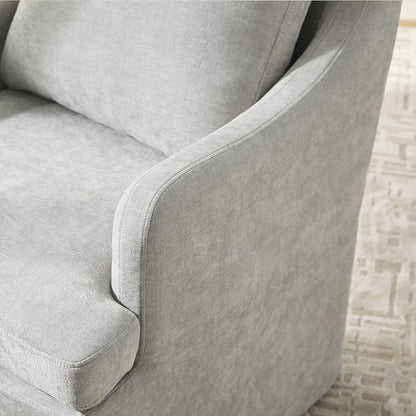 VKNOW Upholstered Dining Chairs Set of 2, Modern Kitchen Chairs Dinner Chairs with 4 Casters, Chenille Armchair for Bedroom Reading Room Living Room, Light Grey