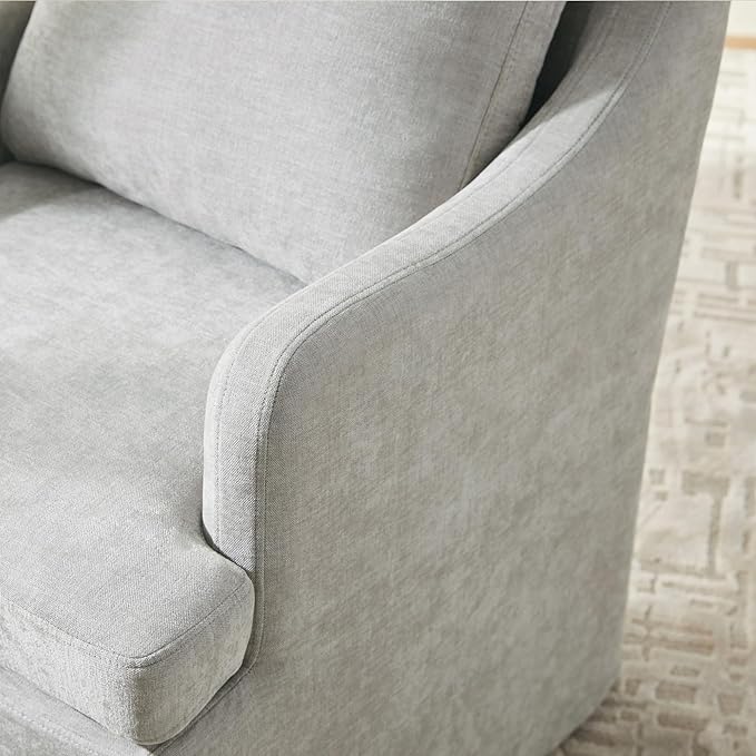 VKNOW Upholstered Dining Chairs, Modern Kitchen Chairs Dinner Chairs with 4 Casters, Chenille Armchair for Bedroom Reading Room Living Room, Light Grey