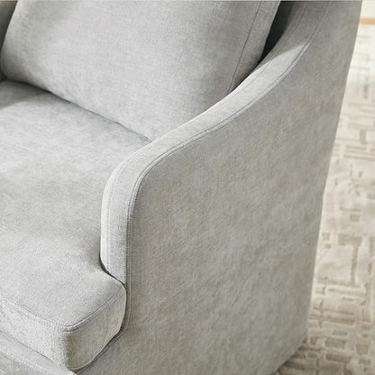 VKNOW Upholstered Dining Chairs, Modern Kitchen Chairs Dinner Chairs with 4 Casters, Chenille Armchair for Bedroom Reading Room Living Room, Light Grey