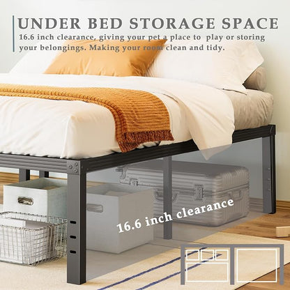 FSCHOS Twin-Bed-Frames / 18 Inch Metal-Bed-Frame-Twin/No Box Spring Needed/Easy Assembly/Reinforced Steel Slats Support/Heavy Duty Mattress Foundation/Noise Free/Black