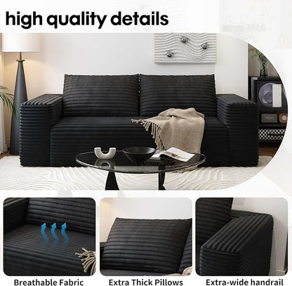 Settab 71" Loveseat Sofa,Modular Couch with Deep Seat Memory Foam,Comfy Small Cloud Couch for Small Spaces,No Assembly Sofa for Living Room Bedroom,Apartment,Black