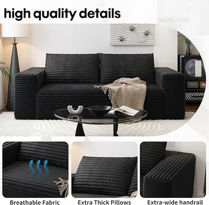 63" Loveseat Sofa,Modular Couch with Deep Seat Memory Foam,Comfy Small Cloud Couch for Small Spaces,No Assembly Required Sofa for Living Room Bedroom,Apartment,Black
