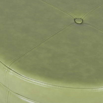 HomePop Round Leatherette Storage Ottoman with Lid, Moss Green Large