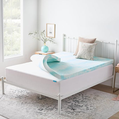 Linenspa 3 Inch Swirl Gel Memory Foam Mattress Topper, Twin Size – Cooling Gel Infused, Ventilation Holes – Pressure Relieving Bed Topper – CertiPUR Certified