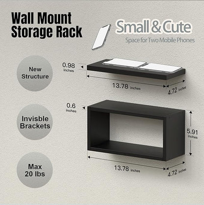 RICHER HOUSE Floating Shelves Bathroom, Black Floating Shelves for Wall, Above Toilet Bathroom Shelves, Wall Mounted Hanging Shelves for Bedroom, Kitchen, Living Room Decor - Black