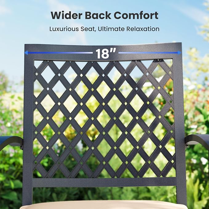 PHI VILLA 9 Piece Outdoor Dining Set for 8, 67" Metal Round Table with Umbrella Hole & Stackable Wrought Iron Chairs, All Weather Large Furniture Set for Patio, Deck, Backyard, Porch - Black
