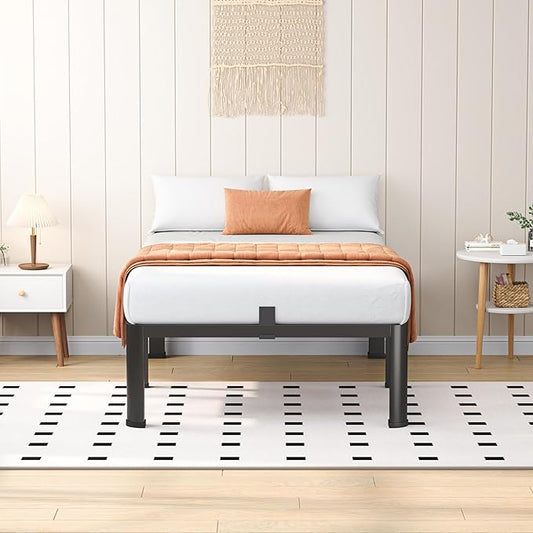 VIPSHOW 14 Inch Twin Heavy Duty 3500 lbs Bed Frame with Round-Corner Legs & Anti-Squeak Design – Quick Assembly Metal Platform, No Box Spring Needed